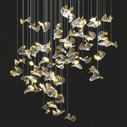 Maple Leaf Art Glass Chandelier Modern Customized Decorative Light for Hotel Hall, Villa, and Home