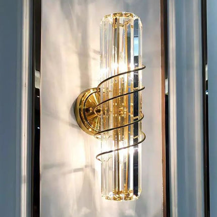 High-End Modern Crystal LED Wall Creative Iron for Luxury Living Room TV Background Bedside Warm White Copper Home Office