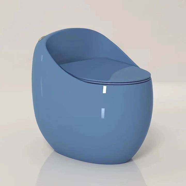 Modern Style Blue Round Floor Mounted One Piece Ceramic Toilet bowl WC