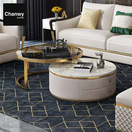 Modern Glass Coffee Tables Metal Stainless Steel Electroplated Living Room Center Table Dual