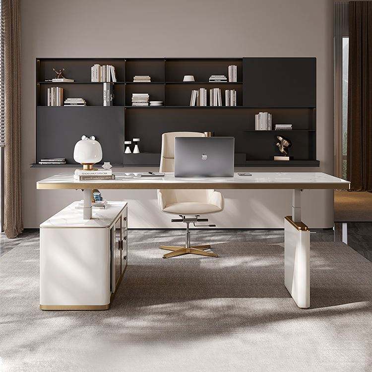 Modern Small Luxury Marble Boss Office Desk With Chairs Accessories Furniture Set L Shape Office Desks