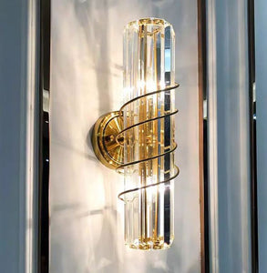 High-End Modern Crystal LED Wall Creative Iron for Luxury Living Room TV Background Bedside Warm White Copper Home Office