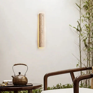 Minimalist Waterproof Wall Lamp – Japanese Travertine Stone Outdoor Light for Villa, Balcony & Hotel Bedroom