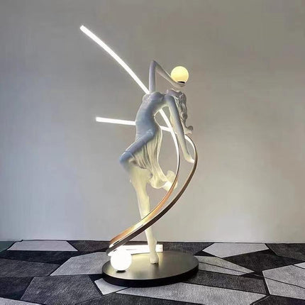 Luxury Hotel Dance Goddess Sculpture LED Floor Lamp Modern Minimalist Creative Standing Light for Living Room Corner Decoration