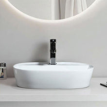 Load image into Gallery viewer, Modern White Ceramic Oval Washbasin Small Size Counter Top Sanitary Wares for Villa Apartment Single Hole Faucet
