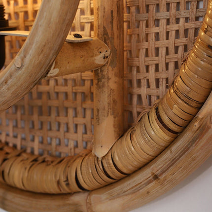 Round Rattan Wall Lamp – Handcrafted Lampshade for Home Décor & Ambient Lighting