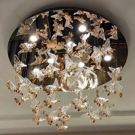 Maple Leaf Art Glass Chandelier Modern Customized Decorative Light for Hotel Hall, Villa, and Home