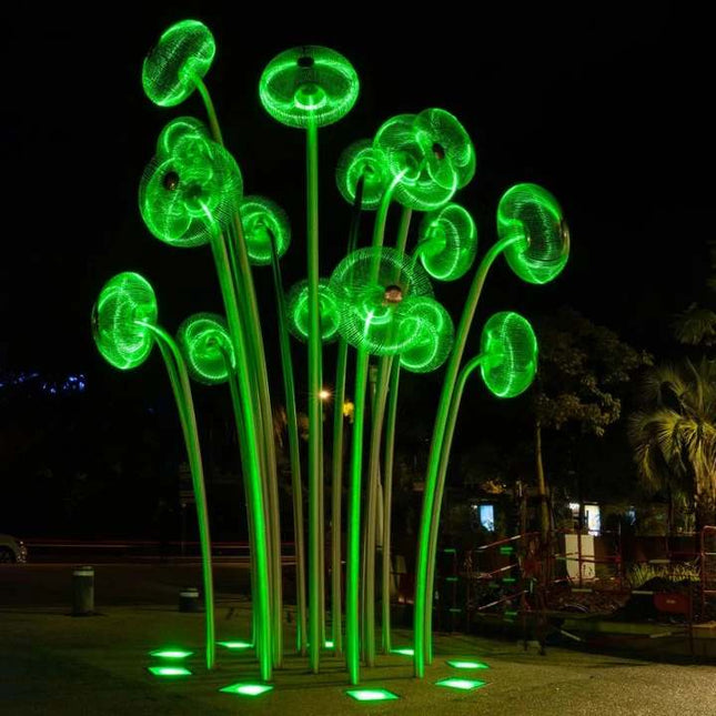 Sculpture de jardin extérieure en acier inoxydable, méduse sphérique abstraite creuse (PRÉCOMMANDE)
