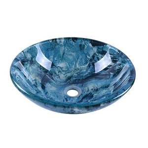 Luxury Modern Style Double Layer Blue Glass Wash Basin