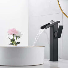 Cargar imagen en el visor de la galería, Black Minimalist Style Bathroom Faucet Hot Cold Water Sink Mixer Tap 304 Stainless Steel
