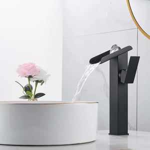 Black Minimalist Style Bathroom Faucet Hot Cold Water Sink Mixer Tap 304 Stainless Steel