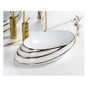 Golden Art Luxury Porcelain Gold and White Basin