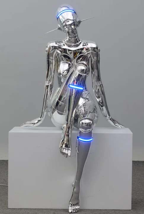 Custom 3d Printing Statue High-Precision Simulation 3D Artwork Sculpture Portrait Electroplating Man Large Robot Sculpture