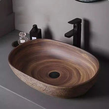 Load image into Gallery viewer, Oval Shape Table Top Wash Basin Counter-top Vessel Sink Bathroom Porcelain Sink
