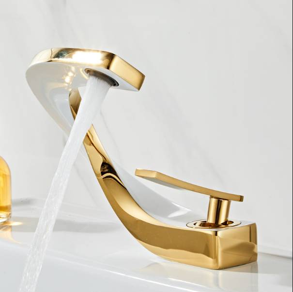 Luxury Modern Art Bathroom Waterfall Sink Faucet C Shape