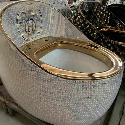 European Luxury Inspired Modern Style Gold Toilet Bowl Water Closet Electroplated