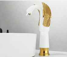 Load image into Gallery viewer, Swan Inspired Artistic Bathroom Faucet White and Gold Modern Style
