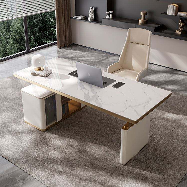 Modern Small Luxury Marble Boss Office Desk With Chairs Accessories Furniture Set L Shape Office Desks