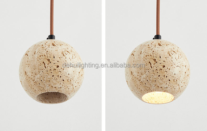 Chandelier Interior Decor Yellow Travertine Small Chandelier Nordic Modern LED Hanging Lighting for Hallway and Bedroom