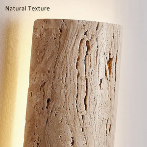 Minimalist Waterproof Wall Lamp – Japanese Travertine Stone Outdoor Light for Villa, Balcony & Hotel Bedroom