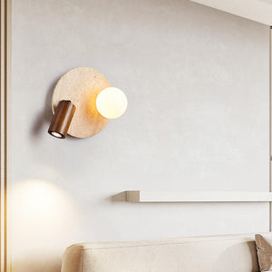 Japanese Wabi-Sabi Yellow Cave Stone Wall Lamp – Modern LED Bedside Light for Bedroom, Hallway, or Living Room Decor