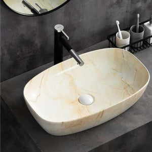 Modern Style Rectangular Marble Bathroom Basin