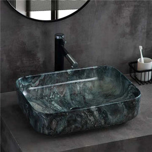 Marble Pattern Wash Basin Sink Countertop Ceramic Black