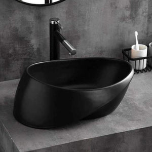 Oval Bathroom Vessel Matt Black Hand Wash Basin