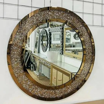 Minimalist Style round Wood Hanging Cosmetic Mirror Simple Modern Design for Living Room Decor