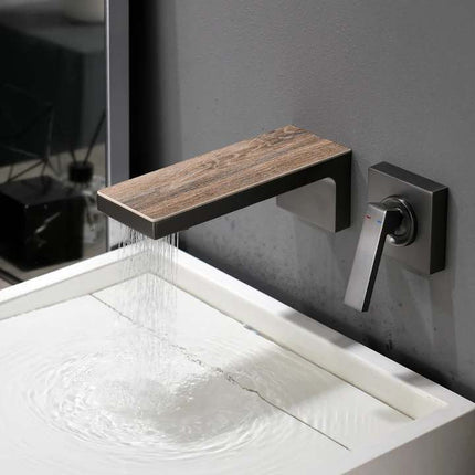 Einbau-Wandarmatur aus Messing mit verdeckter Öffnung für Warm- und Kaltwasser, 2-Loch-Einhebelmischer, Waschtischarmatur. 