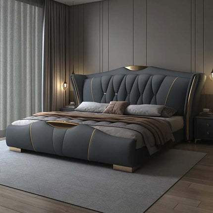 Upholstered Beds Modern Queen/King Bedframe Leather Bed Light Luxury Soft Bed Bedroom