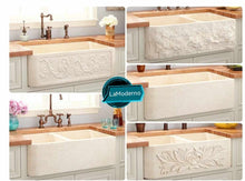 Загрузить изображение в средство просмотра галереи, Egyptian Apron Kitchen Sink  Double Natural Marble Stone Handcrafted
