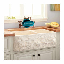 Загрузить изображение в средство просмотра галереи, Egyptian Apron Kitchen Sink  Double Natural Marble Stone Handcrafted
