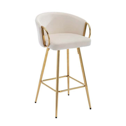 Modern Luxury Stainless Steel Rectangle Upholster Velvet Counter Bar Stool with Arms