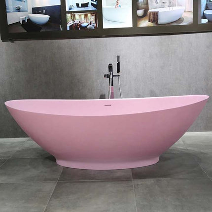 Pink Soaking Bath Tub Solid Surface Stone Resin Freestanding Bathtub