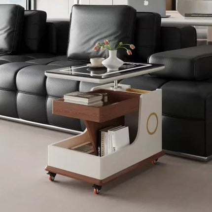 Custom Solid Wood Coffee Table with  Movable Storage