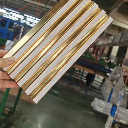 PVC Striped 3D Wall Panel Luxury Style Gold White and Black Gold Indoor Interior Decors