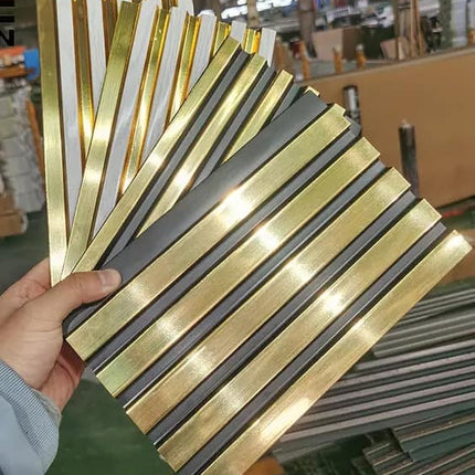 PVC Striped 3D Wall Panel Luxury Style Gold White and Black Gold Indoor Interior Decors