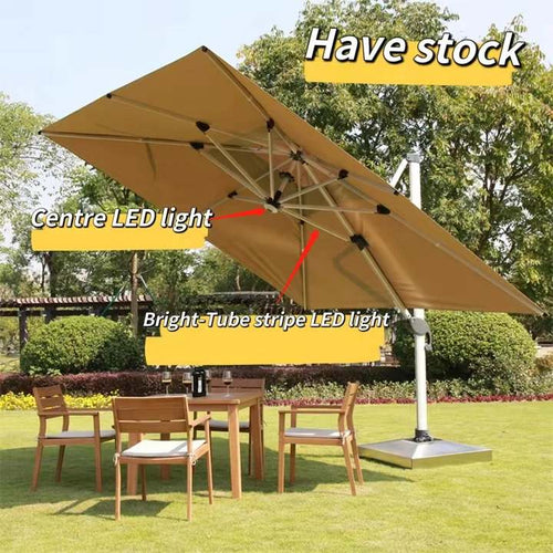 Garden Sunshade Cantilever Led Umbrella Outdoor Solar Led Lighting Parasol Patio Umbrellas