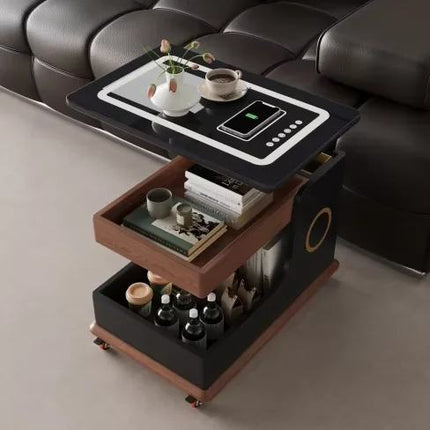 Custom Solid Wood Coffee Table with  Movable Storage