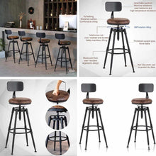 Load image into Gallery viewer, Luxury Gold Metal Leg Vintage Brown Leather Industrial Swivel High Bar Chair
