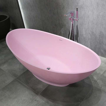 Pink Soaking Bath Tub Solid Surface Stone Resin Freestanding Bathtub