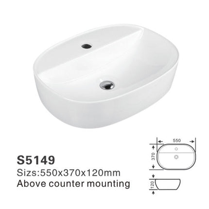 Modern White Ceramic Oval Washbasin Small Size Counter Top Sanitary Wares for Villa Apartment Single Hole Faucet