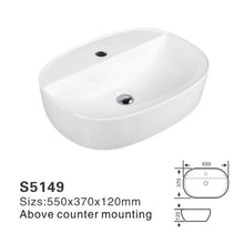 Load image into Gallery viewer, Modern White Ceramic Oval Washbasin Small Size Counter Top Sanitary Wares for Villa Apartment Single Hole Faucet

