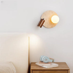 Japanese Wabi-Sabi Yellow Cave Stone Wall Lamp – Modern LED Bedside Light for Bedroom, Hallway, or Living Room Decor
