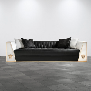 Luxury Sectional Settee Sofa White and Black Modern Versace Style