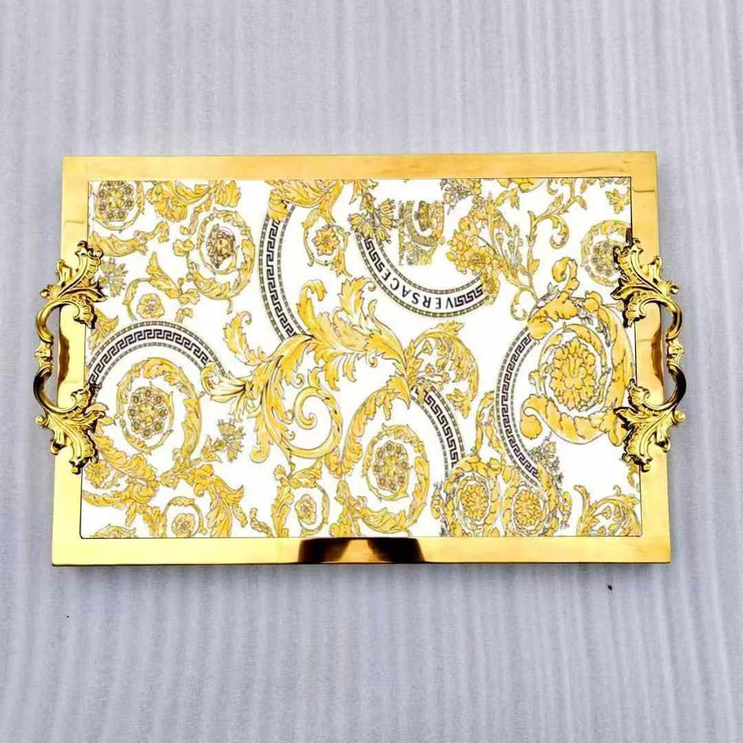 White and Gold Elegant Versace Tray