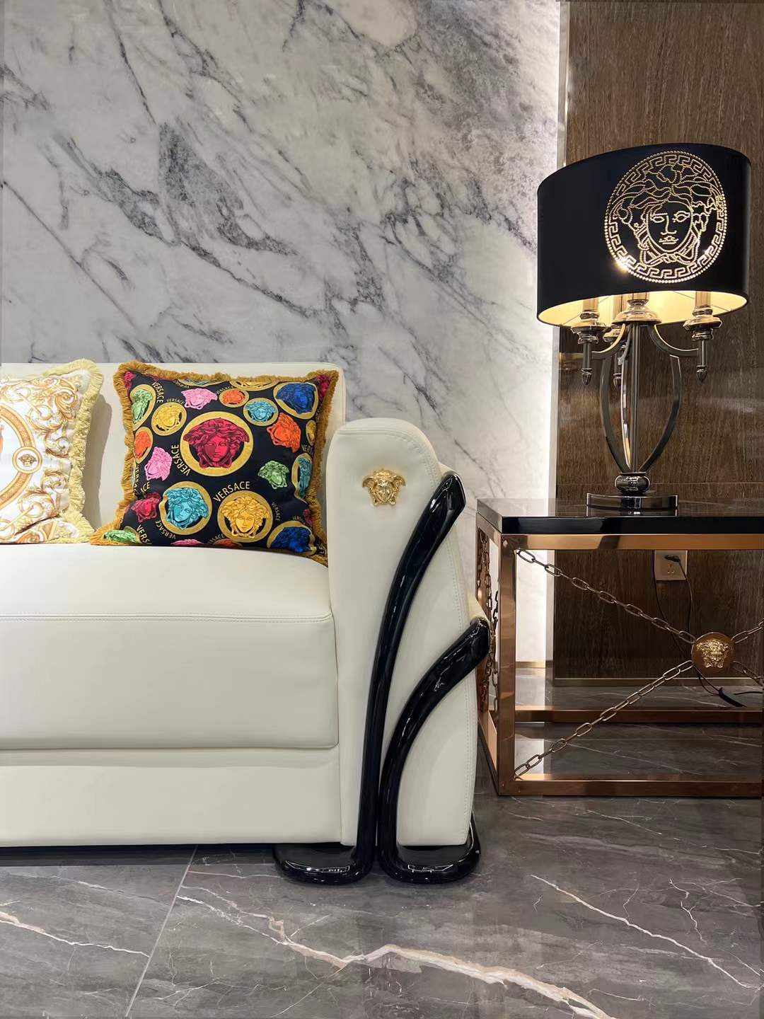 Modern Italian Sectonial Sofa Velvet Fabric Home Furniture Versace Style
