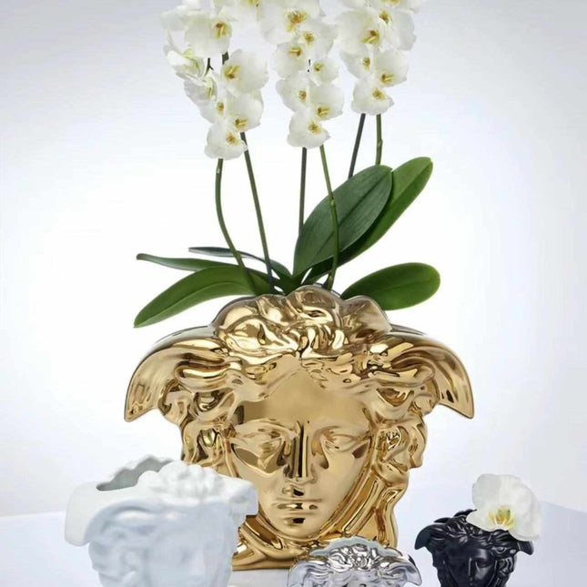 Electroplated Medusa Versace Indoor Flower Vase
