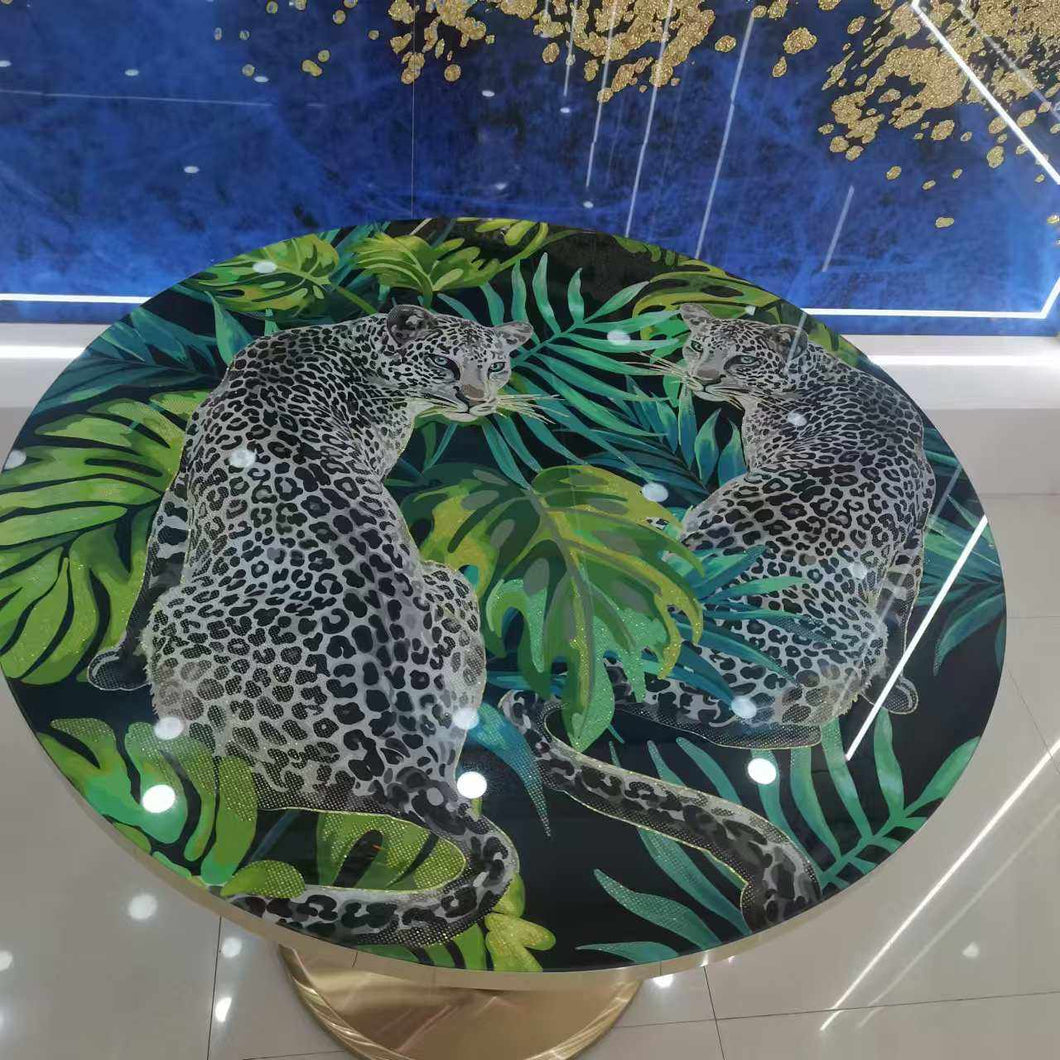 Leopard in Forest Design Round Coffee Table